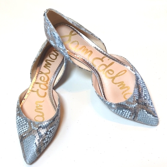 Sam Edelman Shoes - Sam Edelman, Rodney, Blue/Silver Snakeskin Flats. Size 9
